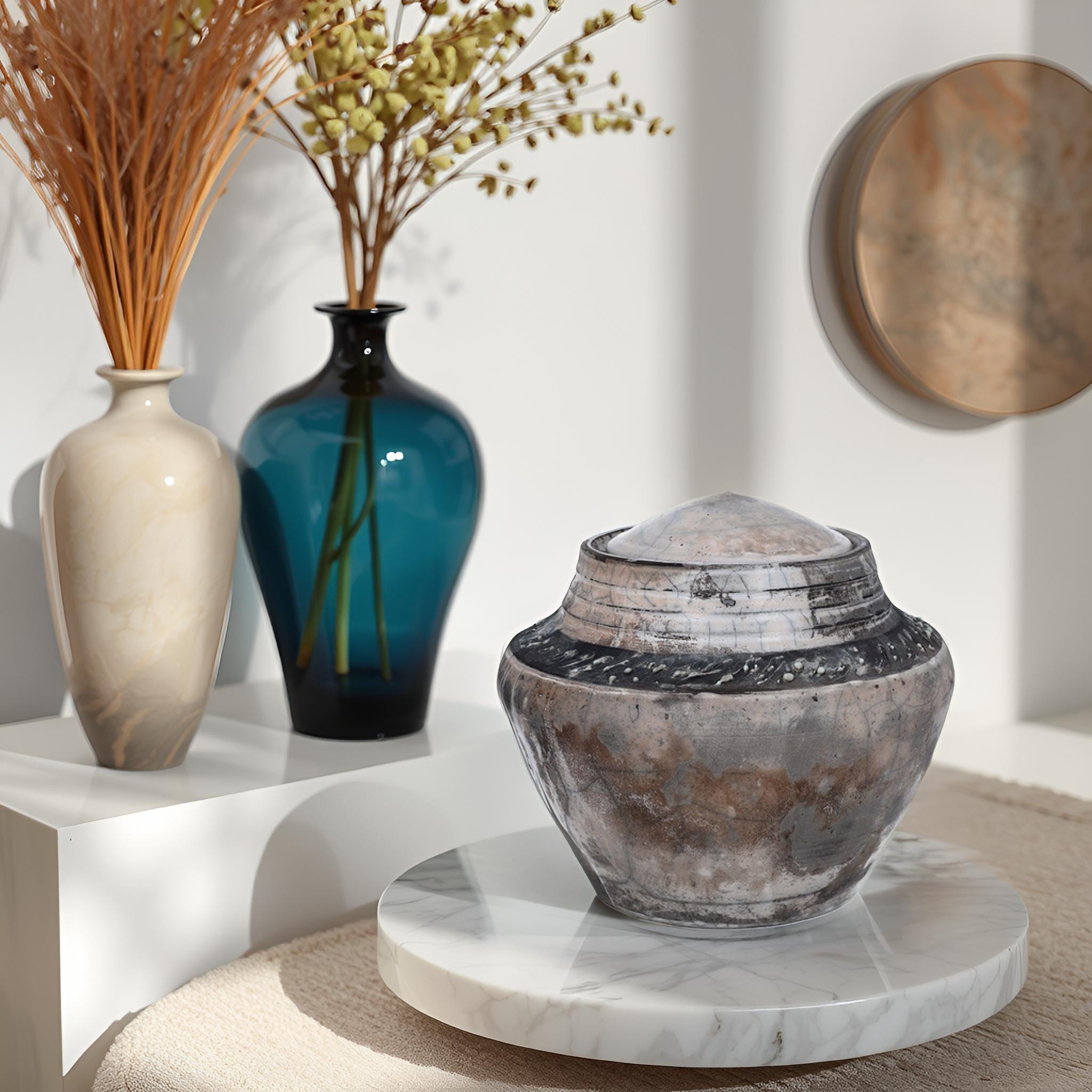 Artistic handmade urn Rustic cremation urn Medium size ceramic funeral urn Unique ashes container with personalization Custom ceramic urn