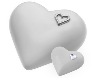 Elegant Heart shaped Ceramic Cremation urn for ashes.Unique memorial funeral Urn for Adult,Cremation urn for Human Ashes