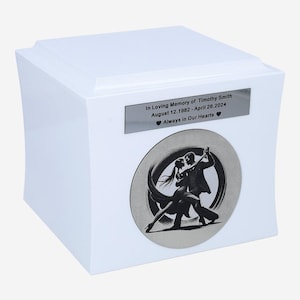 Tango urn for a dancer Dance lover cremation urn for ashes Black or white cremation box for ashes Personalise casket Adult size urn