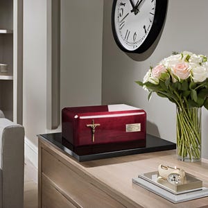 Beautiful  Wood Casket  , Human  Funeral Ashes Urn For Adult Cremation Urn High Gloss Personalised Urn (WU52)