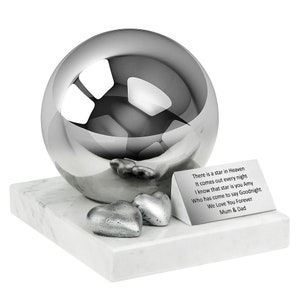 Personalise child urn made of stainless steel and marble sphere cremate urn for baby ashes Creative urn for child twin baby urn ashes sphere