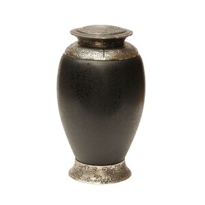 Exclusive beautiful glass cremation urn, black funeral urn for ashes, adult urn, elegant memorial urn with a distinctive glass design.