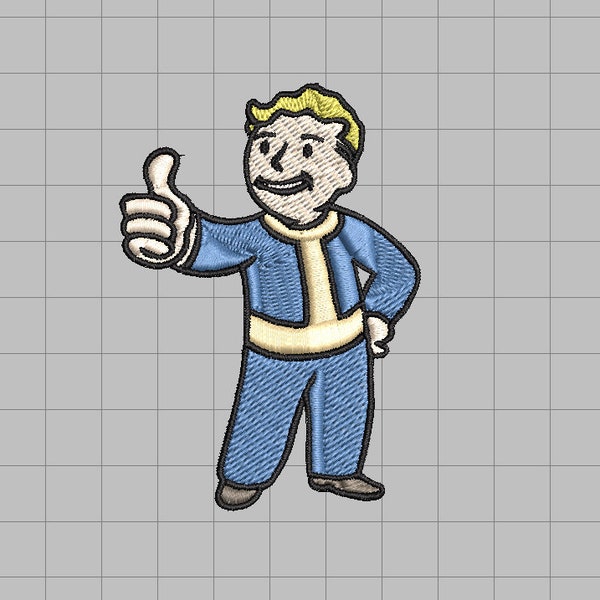 Thumbs Up Fallout Vault Boy Embroidery Patch Design/Instant Download