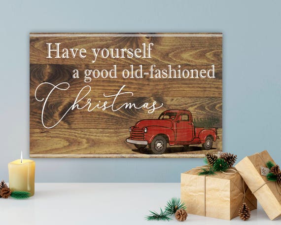 Red Truck Christmas Sign Vintage Truck Christmas Sign | Etsy