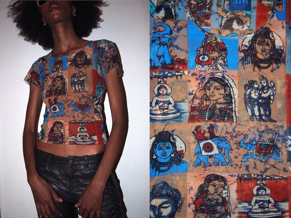 Kenzo Jeans 90s vintage mesh sheer t-shirt mesh to