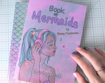 Mermaid Colouring Book ~ A5, 30 illustrations to Colour & 1 Draw-Your-Own bonus Page for a Month long Daily Colouring in Challenge