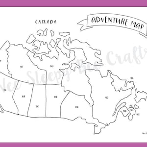 Travel Map of Canada Colouring Page, Digital Download PDF, Adventure Scratch Map, Colouring Page Achievement Map, Gift for Travel Lovers