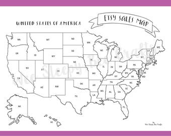 Etsy Sales Map of America Colouring Page, Digital Download PDF, Scratch Map, Colouring Achievement Map of Sales Chart, Coloring in Map