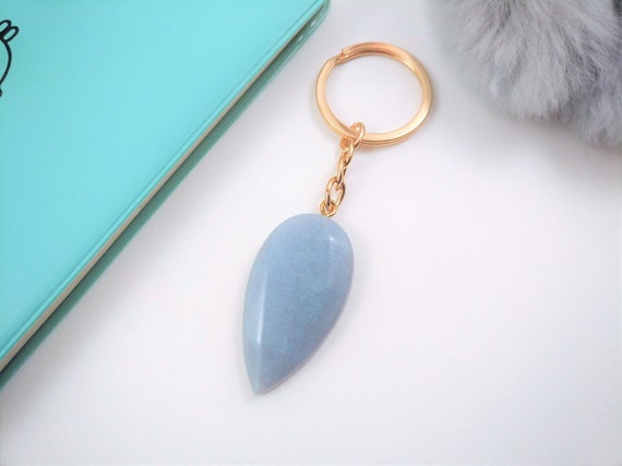 New Love Heart and Angel Wing Charm Keyring ~ Silver Pearlescent ~ Gift Idea