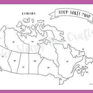 Shop Owner Sales Map of Canada Coloring Page, Digital Download PDF, Scratch Map, Coloring Achievement Map of Sales, Goal Tracker