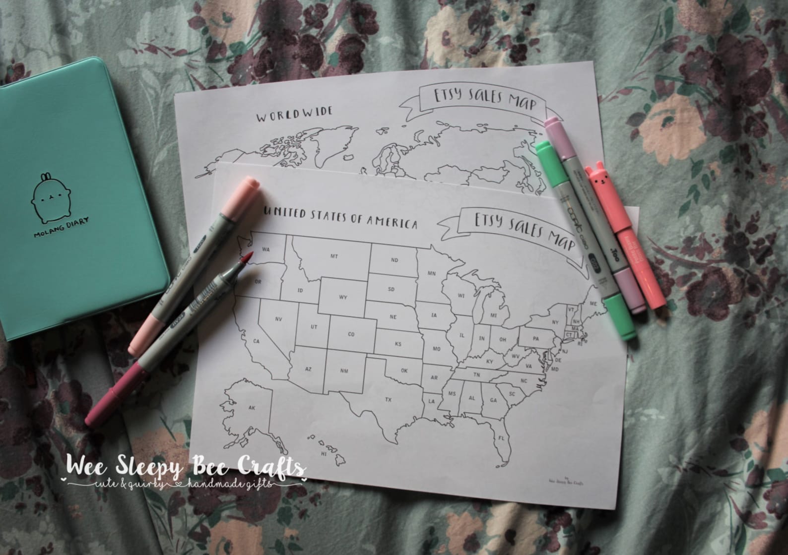 Travel Map of America Colouring Page Digital Download PDF | Etsy