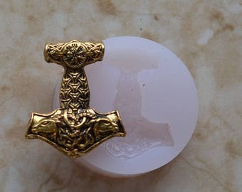 Nordic Viking Mjolnir Pendant, Silicone Mold, Resin, clay, Pendant, Necklace, hung on a chain, Charms, brooch, bracelets, symbol, G391