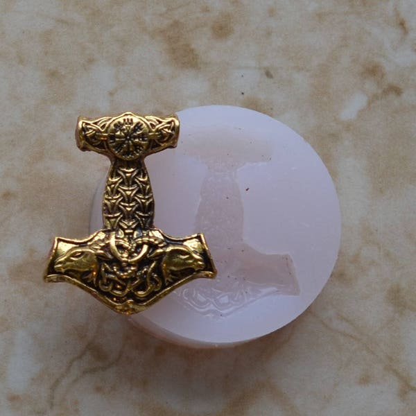 Nordic Viking Mjolnir Pendant, Silicone Mold, Resin, clay, Pendant, Necklace, hung on a chain, Charms, brooch, bracelets, symbol, G391