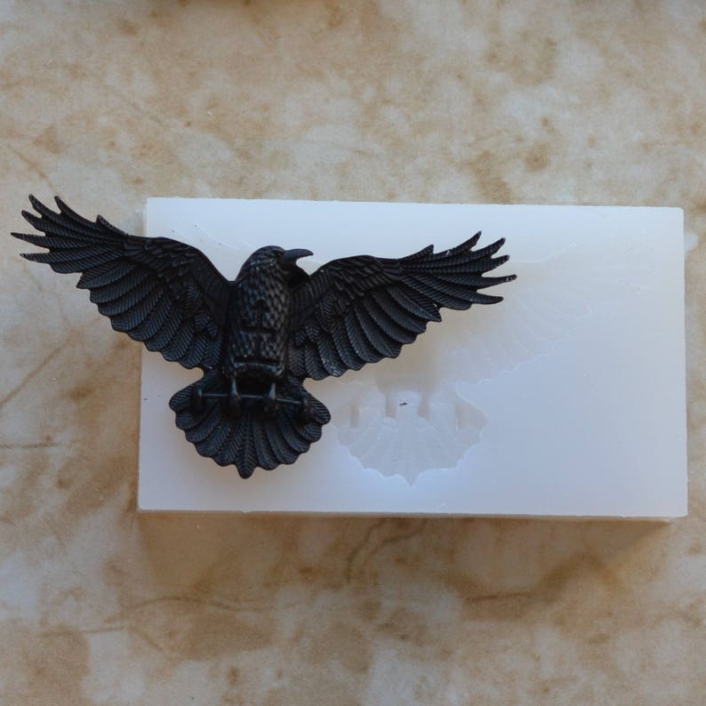 Raven silicon mold, Birds, Resin Birds mold, Clay Birds mold, Epoxy Birds molds, food grade Bird, mold, song birds, Chocolate molds,A430 image 1