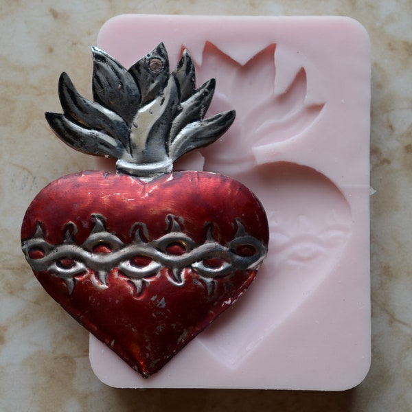 Sacred Heart Silicone Mold, Jesus, Christ, Religion, Crucifix, God, Resin, Clay, Epoxy, Religious, Christianity, Islam, Chocolate R140