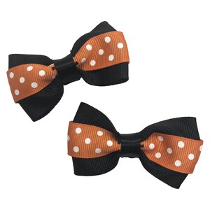 Halloween Pumpkin Fall Pigtail Bow Set, Hair Bows for Girls, Little Girl Bows, Toddler Hair Bow