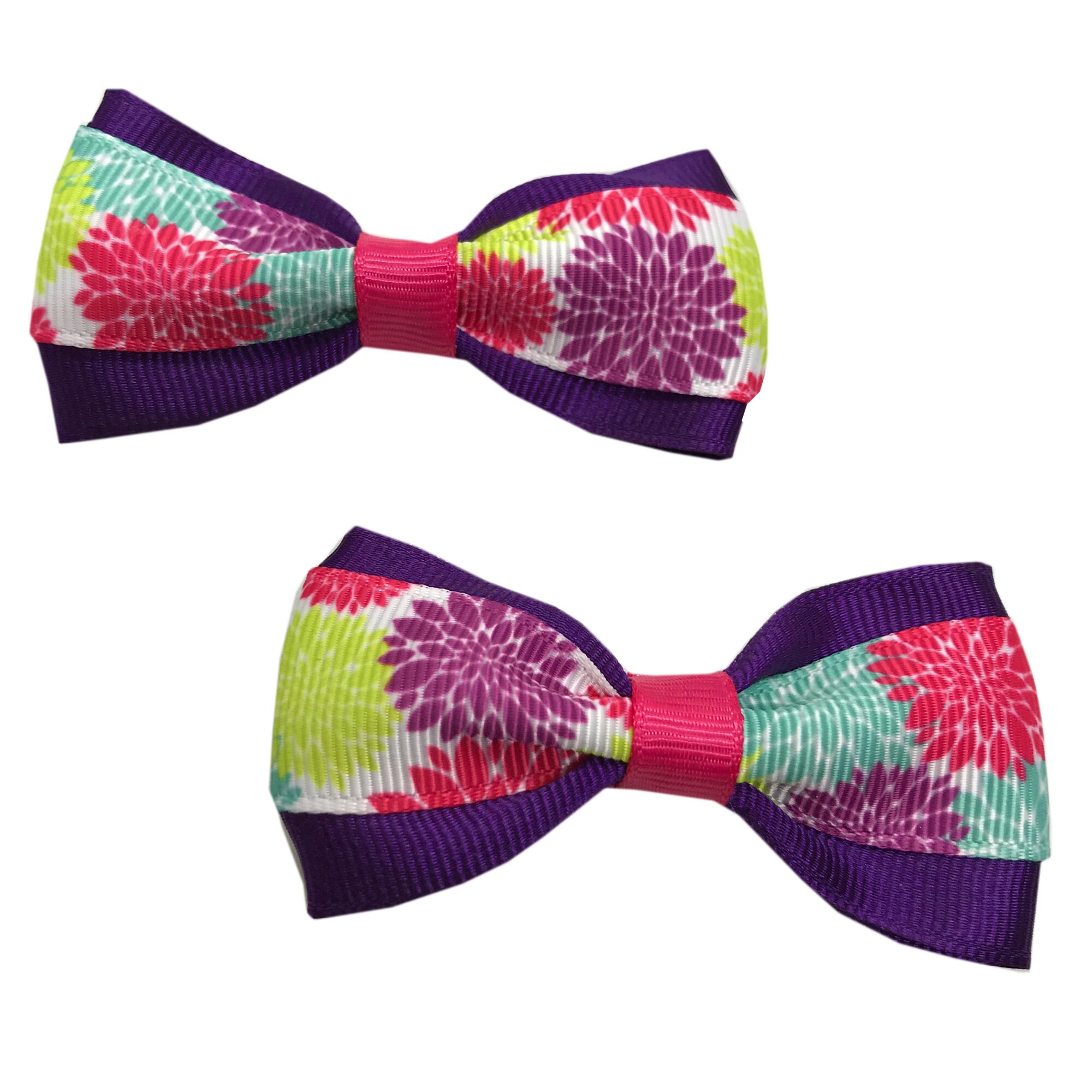 Flower Bow Multi Color Floral Bow Set Hair Bows for Girls Etsy