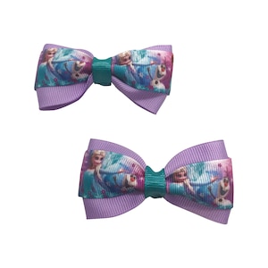 Frozen Elsa and Anna Pigtail Bow Set, Hair Bows for Girls, Little Girl Bows, Toddler Hair Bow