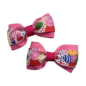 Peppa Pig Pigtail Bow Set, Hair Bows for Girls, Little Girl Bows, Toddler Hair Bow