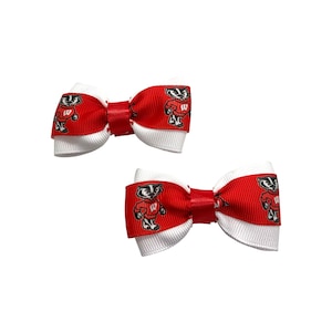 Badgers Bow, Wisconsin Badgers Football Bow Set, Hair Bows for Girls, Little Girl Bows, Toddler Hair Bow