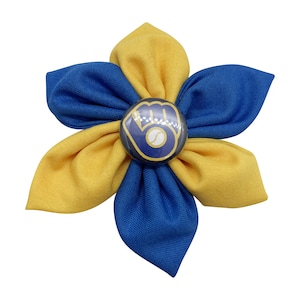 Milwaukee Brewers Wisconsin Baseball Fabric Flower Girls Hair Bow