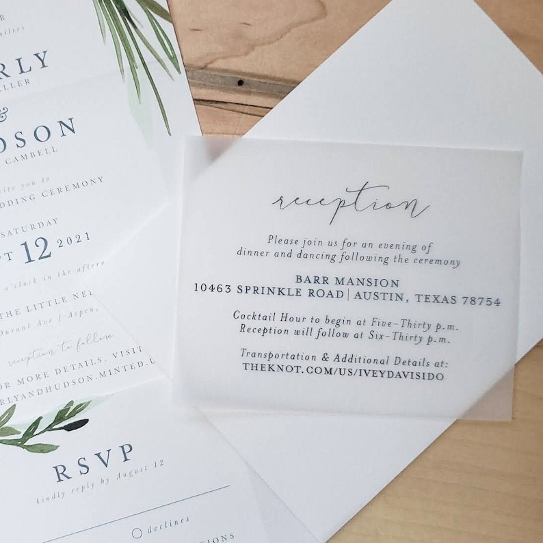 Vellum Wedding Invitation Insert Vellum Wedding Enclosure Etsy