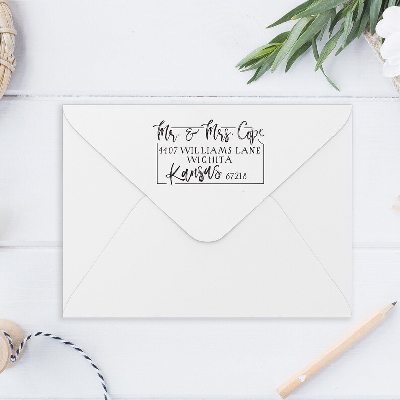Kansas State Return Address Custom Stamp Modern Personalized Etsy