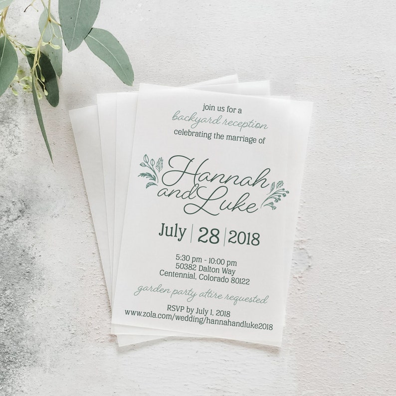 Vellum Wedding Invitation Insert Vellum Wedding Enclosure Etsy