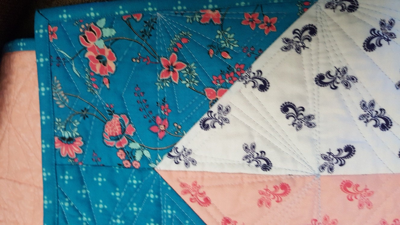 Lap Quilt Colorful Lap Quilt Quilted Lap Blanket Scrappy Etsy