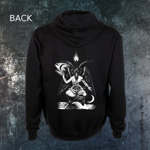 Baphomet Zip Up Zipper Hoodie - Satanic Pentagram Punk Occult Gothic Satan Goat&#39;s Head Goat Skull Voodoo Metal evil of Mendes Wicca Demonic