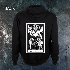 Devil Tarot Card Zip Up Hoodie - Memento Mori Dance of Death Remember Skull Occult Gothic Skeleton Medieval Witchcraft Voodoo Seal Sigil