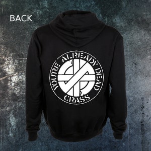 Crass Zip Up Zipper Hoodie Crust Anarcho Punk Rudimentary Peni Amebix Subhumans Dirt Icons of Filth Aus-Rotten Nausea Black Flag Doom Filth