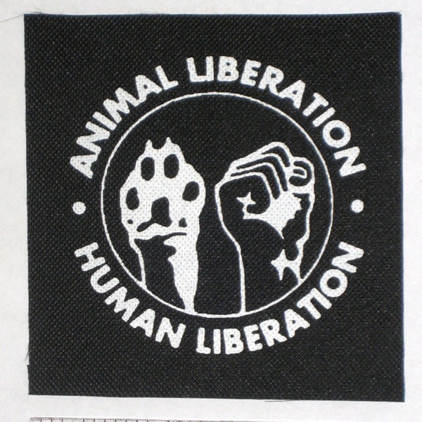 Human Animal Liberation Front Patch Punk Anarchy Anti Government Earth Class War Vegetarian Vegan ELF First Rights Environmental ALF