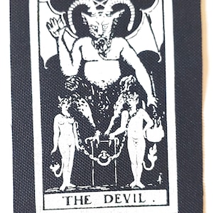 Devil Tarot Card Patch - Occult Pentagram Star Pentacle Gothic Witchcraft Spiritual Sacred Nature Symbol Book of Shadows Voodoo Memento Mori