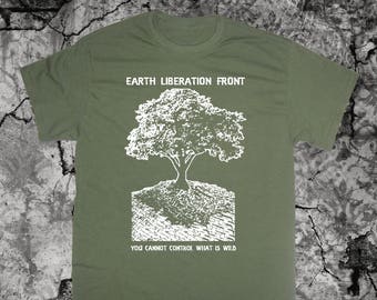 Aarde Eerste Bevrijding Voorkant T-shirt Punk Milieu Greenpeace Natuur Vegetarisch Veganistisch ELF Dier Menselijk Bevrijding Peta Rechten Anarchisme