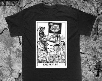 Death Tarot Card Shirt - Memento Mori Remember Death Skull Occult Gothic Skeleton Medieval Evil Wicca Witchcraft Voodoo Seal Sigil Goat