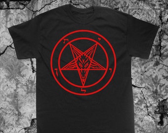 Pentagram T Shirt Punk DIY Occult Gothic Evil Satan Goat's Head Baphomet Satanic Goat Skull Voodoo Metal Devil Witchcraft Wicca Demonic