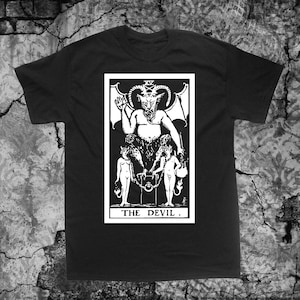 Devil Tarot Card Shirt - Memento Mori Remember Death Skull Occult Gothic Skeleton Medieval Evil Wicca Witchcraft Voodoo Seal Sigil Goat