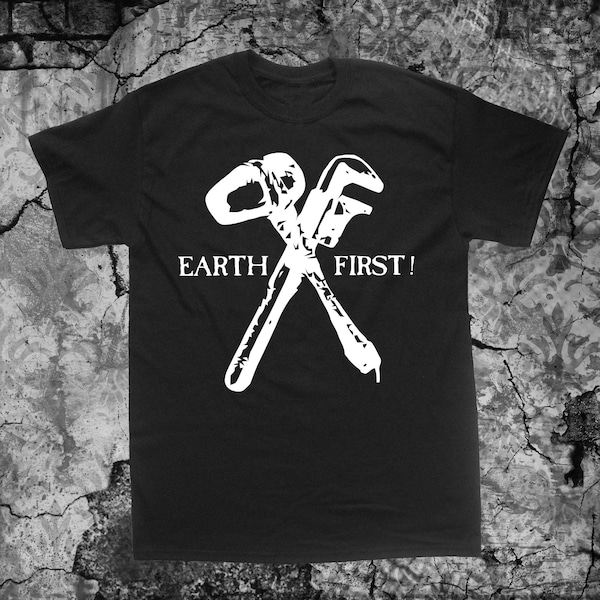 Earth First Shirt - Earth Liberation Front Anarchie Mensch Anti-Regierung Vegetarisch Vegan T Tier ALF Tierschutz Rechte ELF Fleisch ist Mord