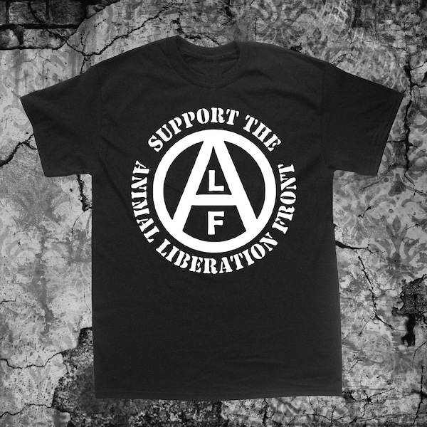 T SHIRT Peta Vegan Vegetarian Animal Liberation Front T-Shirt ALF Animal Welfare Rights Punk Crass Subhumans Icons of Filth Aus-Rotten