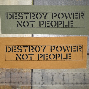 Zniszcz Power Not People Patch - Crass Oi Polloi Anarcho Crust Punk Phobia Konflikt Warsore Nudności Amebix Ujawnij Strumień Różowych Indian MDC