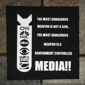 Anti Media Patch - Anarcho Crust Punk Anarchy Anarchism Government Political Extinction of Mankind Los Crudos Amebix Flux of Pink Indians