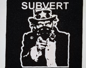 Subvert Anti-Government Patch Anarcho Crust Punk Hellshock Extinction of mankind Phobia Warsore MDC Amebix Disclose Flux of Pink Indians
