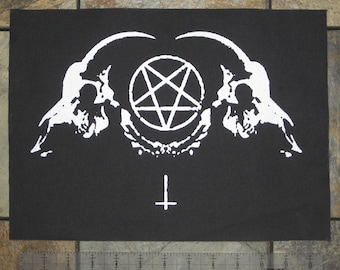 Goat Skull Canvas Print / BACK Patch - Satanic Baphomet Pentagram Occult Gothic Leviathan Cross Goat's Head Voodoo Metal Witch Devil Demonic