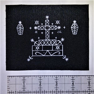 Baron Samedi Voodoo Veve Patch - Occult Pentagram Star Pentacle Gothic Goth Witchcraft Spiritual Sacred Nature Symbol Book of Shadows Wicca