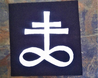 Parche de la Cruz Leviatán - Pentagrama Satánico Baphomet Cabra de Mendes Calavera Oculta Gótica Sigilo de Lucifer Cabeza de Cabra Brujería Wicca Diablo