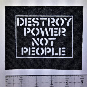 Patch Destroy Power Not People - Anarcho Punk anarchie anti-gouvernement Droits de libération humaine Amebix Restes de crack Victime d'étouffement de sous-humains