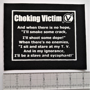Écusson pour victime d'étouffement - Anarcho Punk Crust Ska Leftover Crack Star Hipsters Citizen Fish No Cash The infesté Morning Glory F-moins MDC