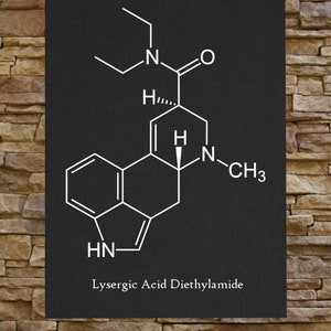 LSD chemische structuur Canvas Print / Back Patch - Zure formule psychedelische trippy molecuul chemie symbool structurele partij hippie drugs