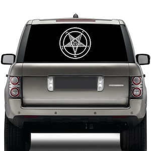 Pentagram Die Cut Vinyl Sticker - Sigil of Lucifer Decal Satanic Occult Metal Satan Goat&#39;s Head Baphomet Witchcraft Wicca Demonic Seal Cross